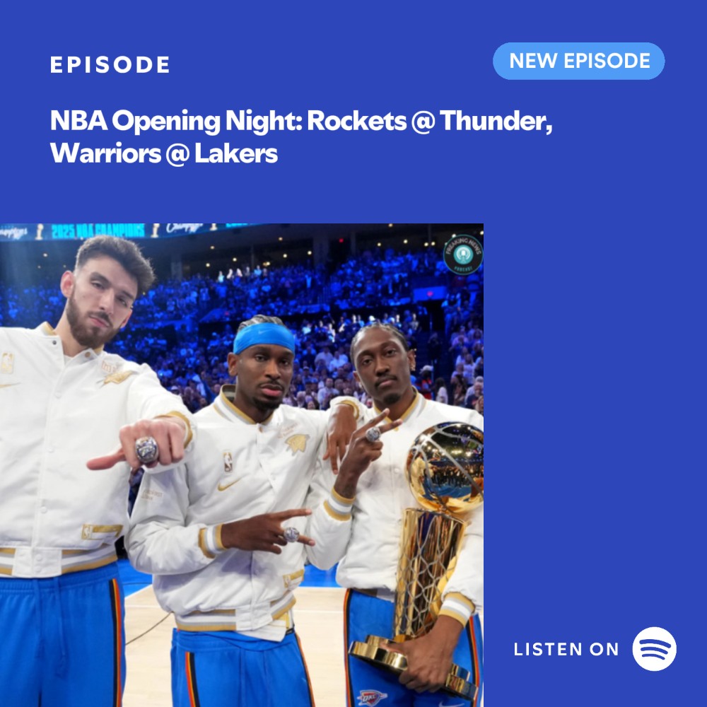 🚨🚨 EPISODIO 117 del Podcast <a href="/4QuartiNba/">Quattro Quarti - L'NBA in 48 minuti</a> Online: spotify.link/Khhm8KsSFXb

Il commento a caldo dell'Opening Night #NBA fra Houston Rockets e Oklahoma City Thunder e Golden State Warriors e Los Angeles Lakers