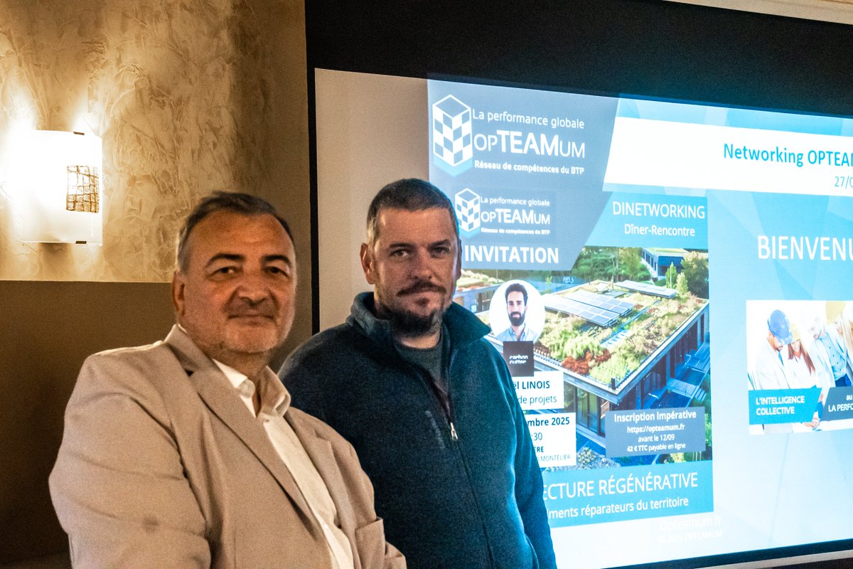 AudigierTP's tweet photo. 🌿 𝙋��𝙣𝙨𝙚𝙧 𝙙𝙚𝙢𝙖𝙞𝙣 𝙖𝙪𝙩𝙧𝙚𝙢𝙚𝙣𝙩
Fin septembre, Audigier TP a pris part à une soirée inspirante sur l’#architecture régénératrice avec le @ReseauOPTEAMUM 
Des échanges passionnés autour d’un même objectif,  des chantiers qui soignent la planète, régénèrent la terre https://t.co/4swtDg0Kcn