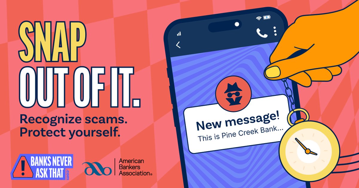 That message that sounds urgent?
That text that feels personal?
That email that’s just a little off?
✨ That’s not customer service. That’s a scammer spell.
You don’t have to fall for it.
Pause. Breathe. Snap out of it. #BanksNeverAskThat
Learn more: aba.social/4n4vGBP