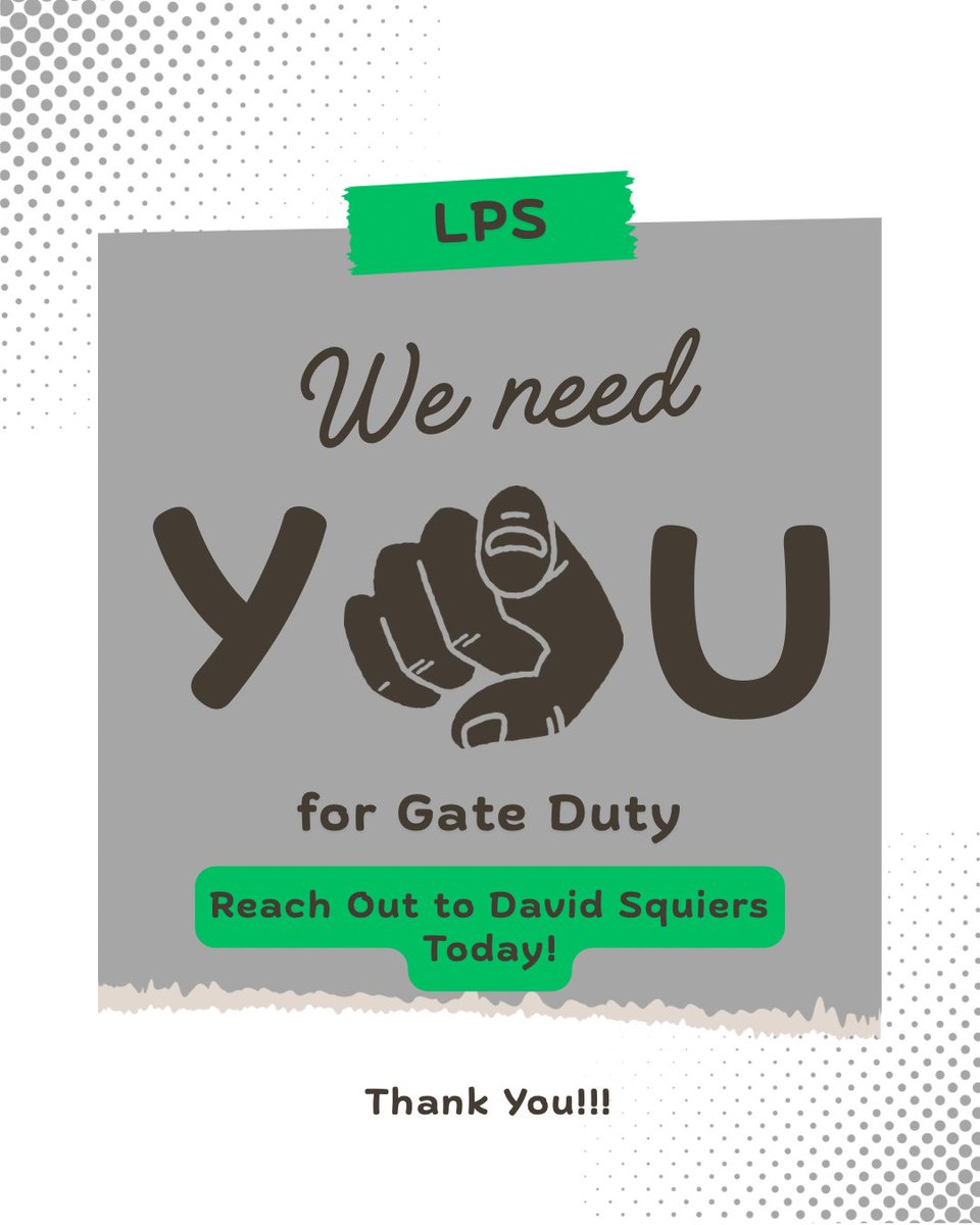 We are in need of one more gate worker for tomorrow’s playoff game. Please reach out to Mr. Squiers if you can help!