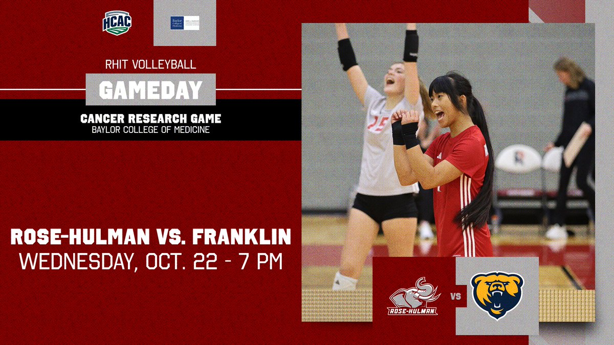 🏐: Rose-Hulman hosts their Cancer Research Game TONIGHT against Franklin at 7 PM.  #GoRose

📍: Terre Haute, Ind.
⏰: 7 PM
📺: rhit.TV
📊: bit.ly/3V1hTjV
📄: bit.ly/45Qc25T