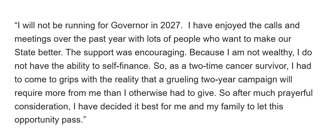 _AustinHorn's tweet photo. Stan Cave, a frmr GOP House rep &amp; Fletcher admin chief of staff, is NOT running for governor in 2027.

That leaves Rep. James Comer, SOS Michael Adams &amp; Rep. Thomas Massie as the only ones who have seriously discussed it. 

Comer's '27 run is seen as an inevitability by allies. https://t.co/ftyPcwqjJu