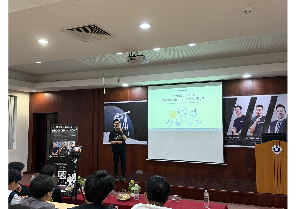 concero_io's tweet image. We joined @chainlink  and @eth34vn at International University for the UniTour, engaging with a full room of students eager to explore blockchain technology.

The session inspired meaningful discussions on blockchain use cases and career paths in Web3. 

The curiosity and…