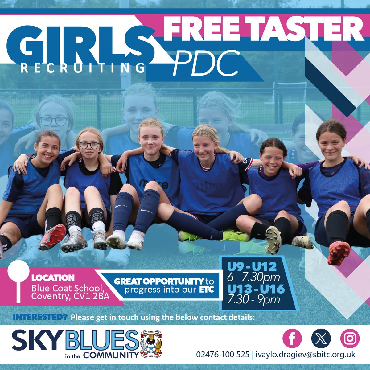 Girls Football I U8, U9, U10
Friday 28th November

📢 Do not miss out on the next FREE TASTER session at our Girls Player Development Centre📢

Sign up: forms.office.com/e/nDzE4BZTyQ

⚽️Amazing extra training opportunity for an aspiring Lioness 🦁

#MakingADifference #SkyBlueLioness