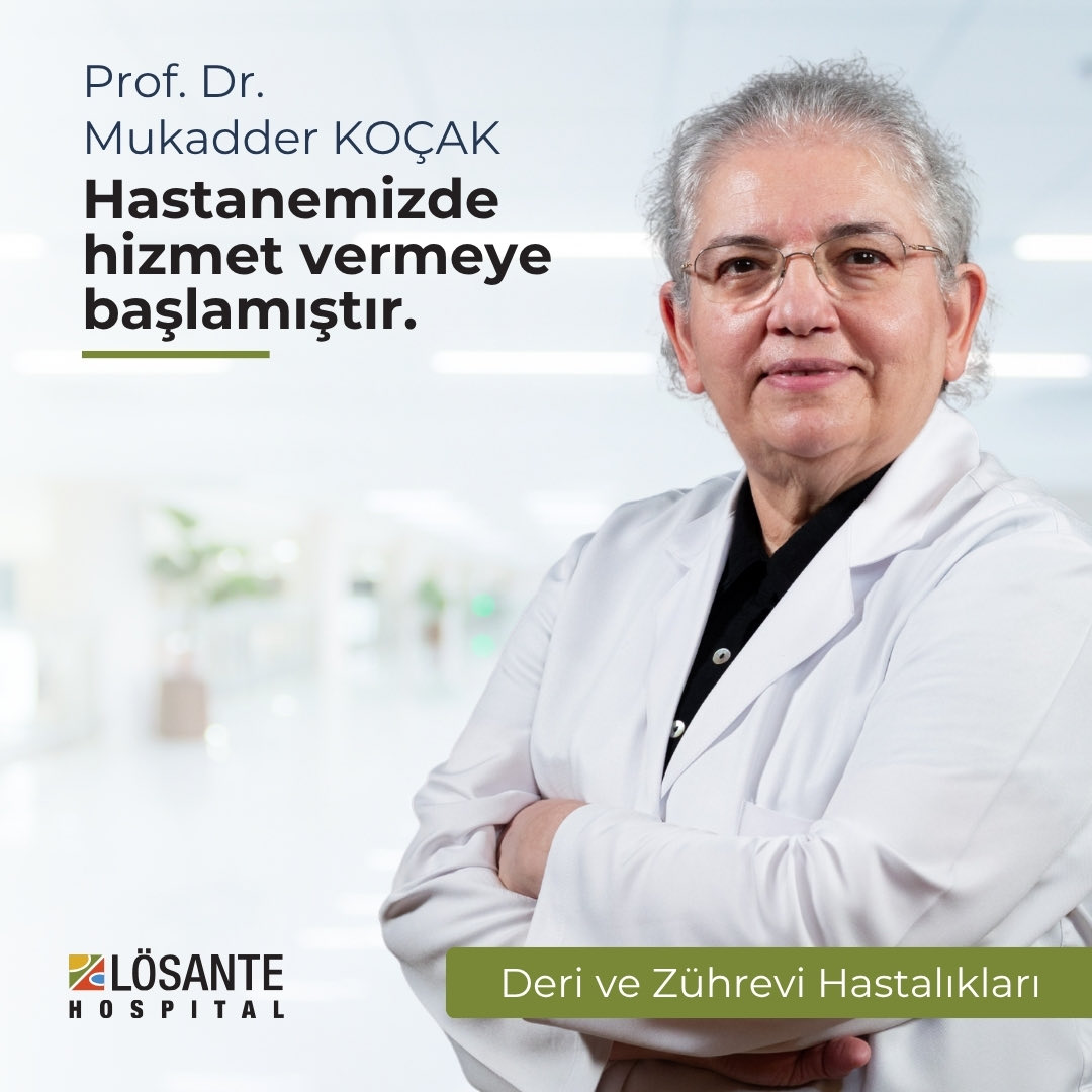 Lösante Hastanesi
Deri ve Zührevi Hastalıkları
👩🏻‍⚕️ Prof. Dr. Mukadder KOÇAK

Hastanemizde hizmet vermeye başlamıştır.

🔗 losante.com.tr
☎️ 0312 666 7 666
📍 İncek, Ankara