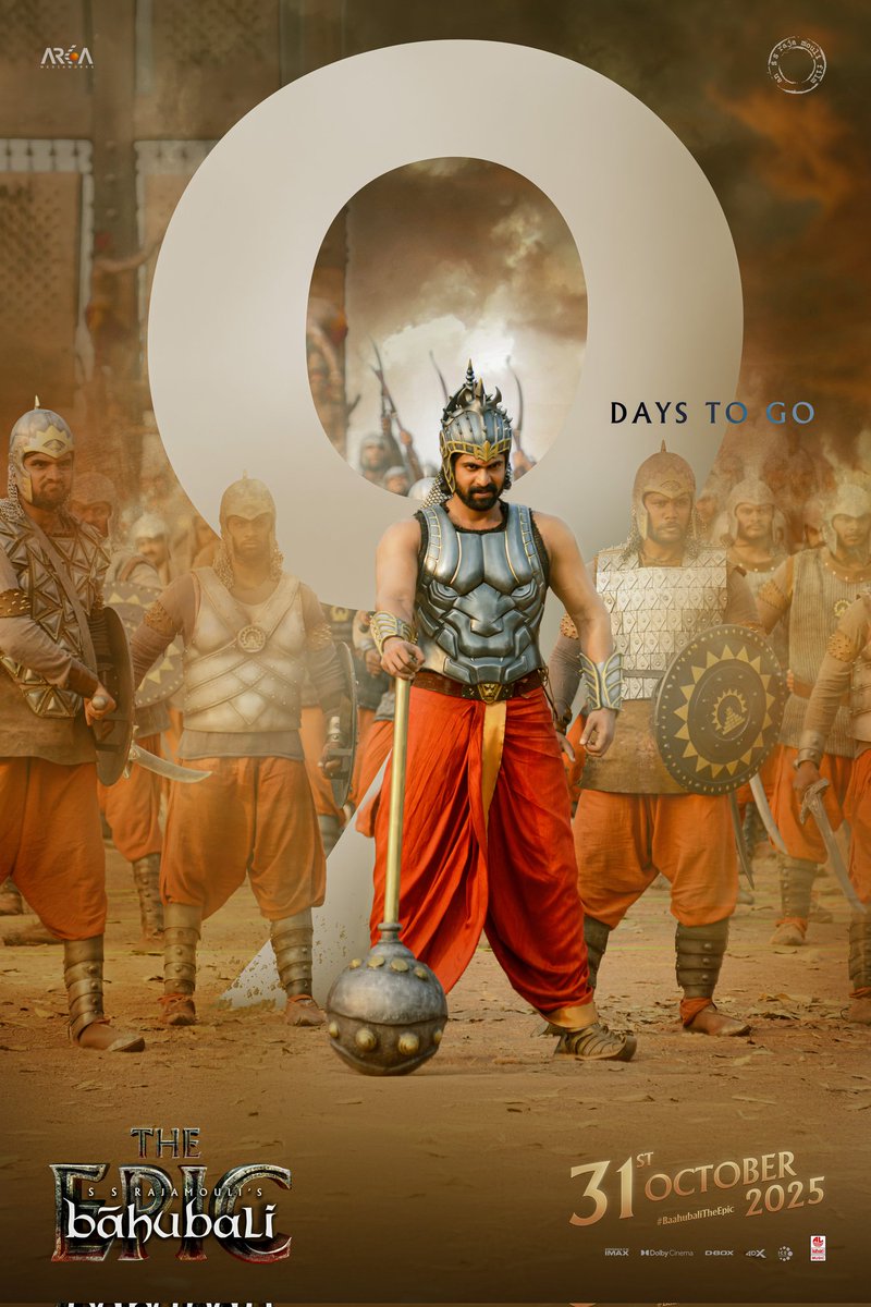 BaahubaliMovie's tweet photo. 9 days to go until the war begins! 🔥

#BaahubaliTheEpic in theatres worldwide from 31st October.

#BaahubaliTheEpicOn31stOct https://t.co/dvgQrXLBoF