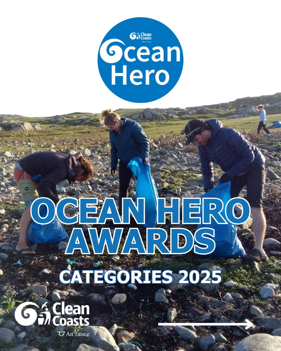 CleanCoasts's tweet photo. ๐จNominations for the #OceanHeroAwards 2025 are open still until Nov 2nd! ๐๐ Know someone protecting Irelandโs coastlines? Nominate your #OceanHero now! ๐ฆธโโ๏ธ๐ฆธโโ๏ธ Check out the categories and submit here ๐ https://t.co/yLV6t0oJ62 #OceanHeroAwards25 https://t.co/4ACgcbNAeH