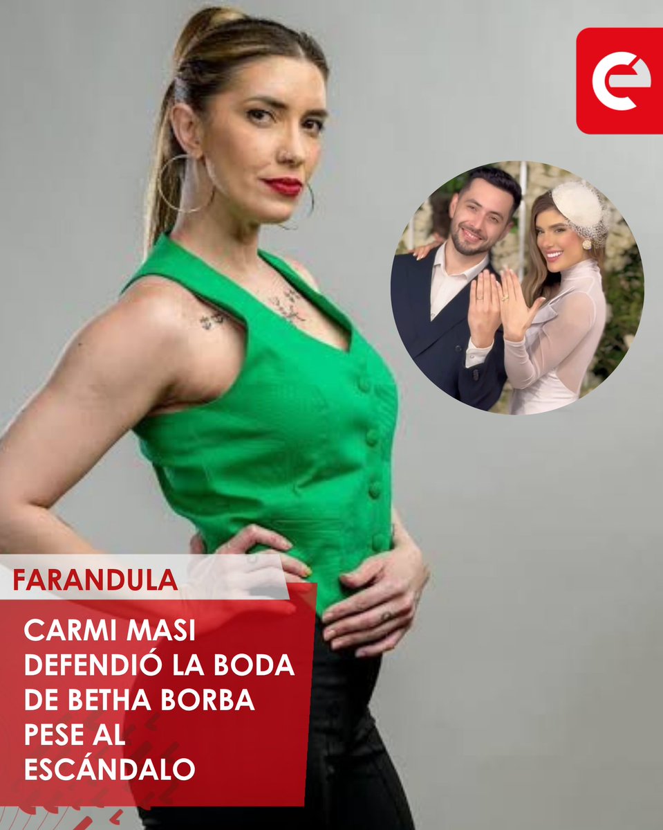 canal_e_py's tweet image. 😮 “De los cuernos nadie se salva” la frase que encendió todo el debate 💥
💣 Carmiña Masi generó revuelo en redes y en televisión al salir en defensa de Bethania Borba y su reciente boda con Jorge Escobar, luego de que el novio fuera protagonista de un video viral en el que se…