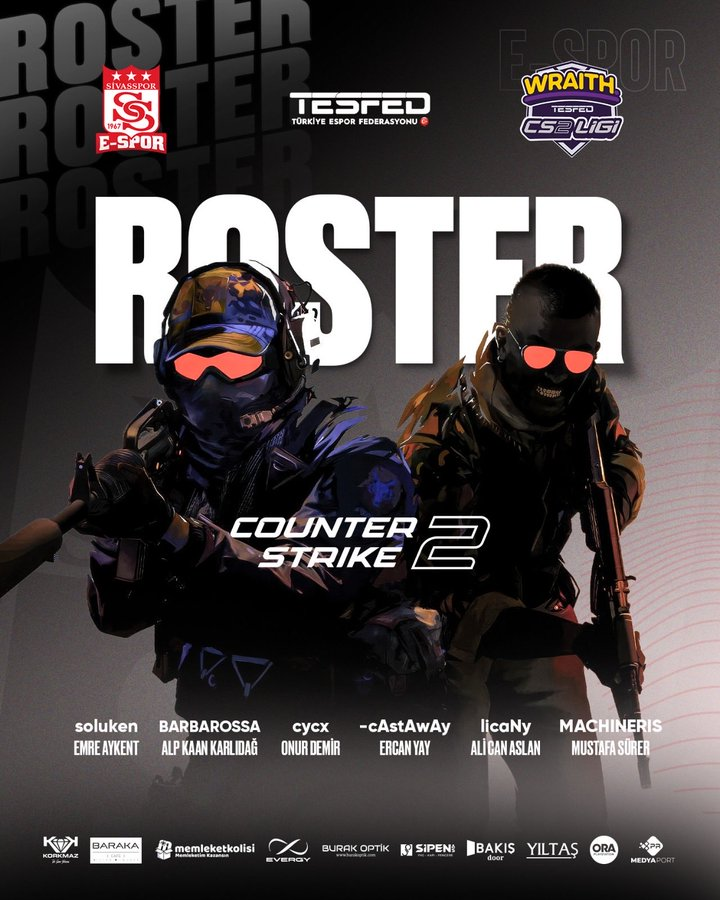 trcsespor's tweet image. 🚨Sivasspor Espor, Wraith TESFED CS2 Ligi'nde mücadele edecek kadrosunu duyurdu!
Sivasspor Espor, Cultured Thugs oyuncularını bünyesine alarak Counter Strike sahnesine geri döndü!
🇹🇷 soluken
🇹🇷 BARBAROSSA
🇹🇷 cycx
🇹🇷 -cAstAwAy
🇹🇷 licaNy
🇹🇷 MACHINERIS
