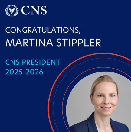 Congratulations to <a href="/MartinaStippler/">Martina Stippler</a> - the first female President of the Congress of Neurological Surgeons!

We look forward to an incredible year under her leadership, and a phenomenal 2026 scientific meeting in Washington, DC!