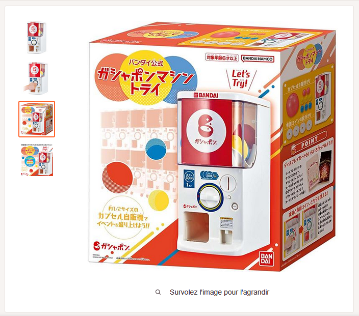 Petite bouteille à la mer : sauriez-vous où trouver ça en occasion ? (ou alors, une machine similaire à gashapon petit modèle, pour poser sur un stand ?)