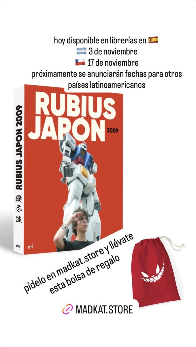 📲 | MadKat vía ig stories

Con el lanzamiento del nuevo libro de Rubius en España 🇪🇦, pueden usar el hashtag #RubiusJapon2009 para compartir fotos si lo compraron! 👀

Próximamente más países  🔜

🎁 Libro + bolsa de regalo: madkat.store