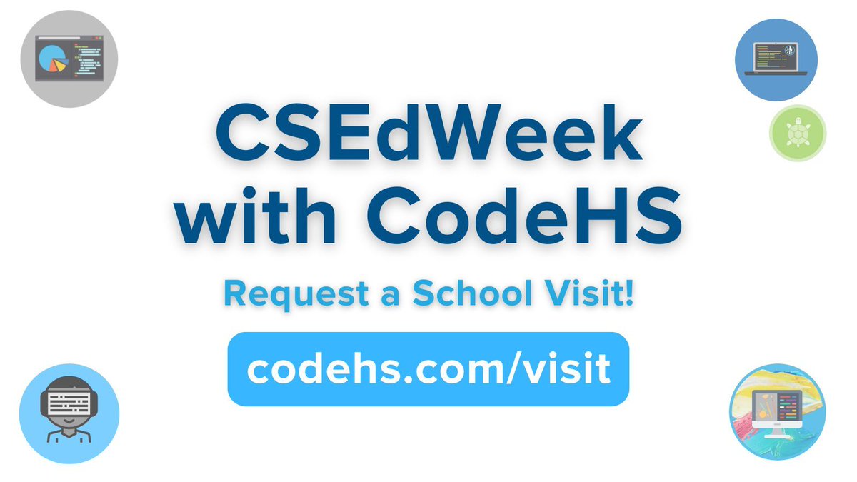 CodeHS's tweet image. This CSEdWeek, our team is hitting the road to connect with teachers, inspire future coders, and celebrate computer science education. Want us to visit your classroom? Submit your request today 👉 codehs.com/visit