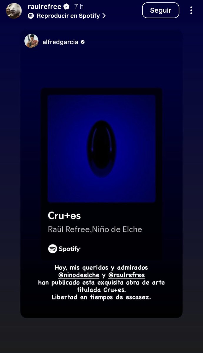Historias del Niño de Elche y Raül Refree compartiendo la de Alfred García. 💙
instagram.com/ninodeelche 
instagram.com/raulrefree