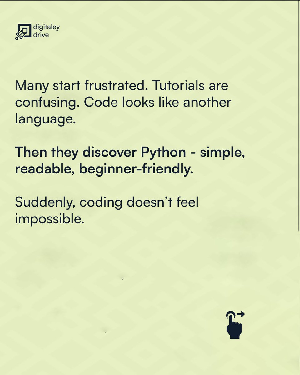 Digitaleydrive's tweet image. Python is the skill that pays -literally.
Earn more. Work smarter. Build your future.

Join Digitaley Drive’s Python Course for ₦30,000 and start learning skills that can earn you ₦500k+ monthly.

#digitaleydrive #pythoncourse #techskills