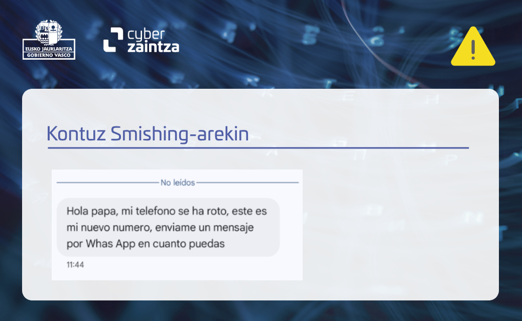 Kontuz! ⚠️ #SMS batzuk benetakoak dirudite, baina zu engainatzeko diseinatuta daude. 📩 Esteka susmagarriak dituen mezu bat jasotzen baduzu, ez egin klik, ez erantzun eta ez partekatu informaziorik. Babestu zaitez eta gure gomendioak ikusi👉  ow.ly/SL9E50WlE8Z