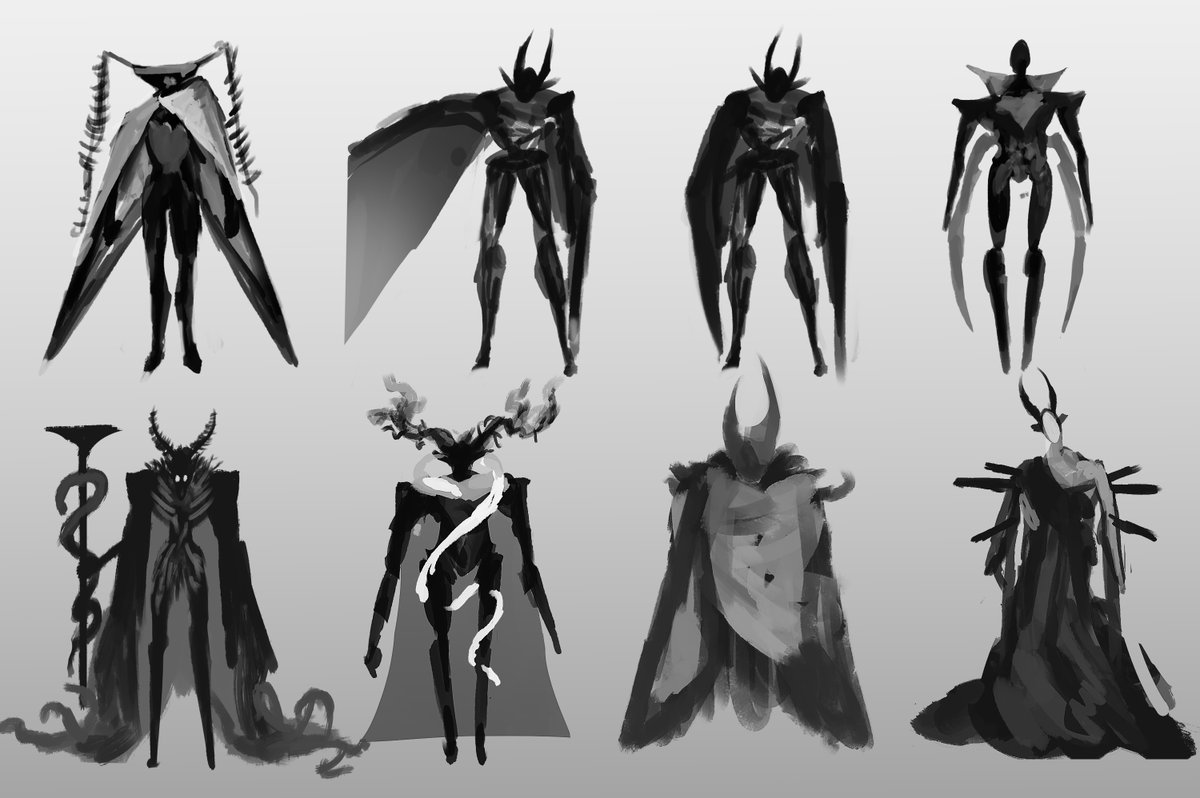 Some character sillhouette studies I've been doing for my book.