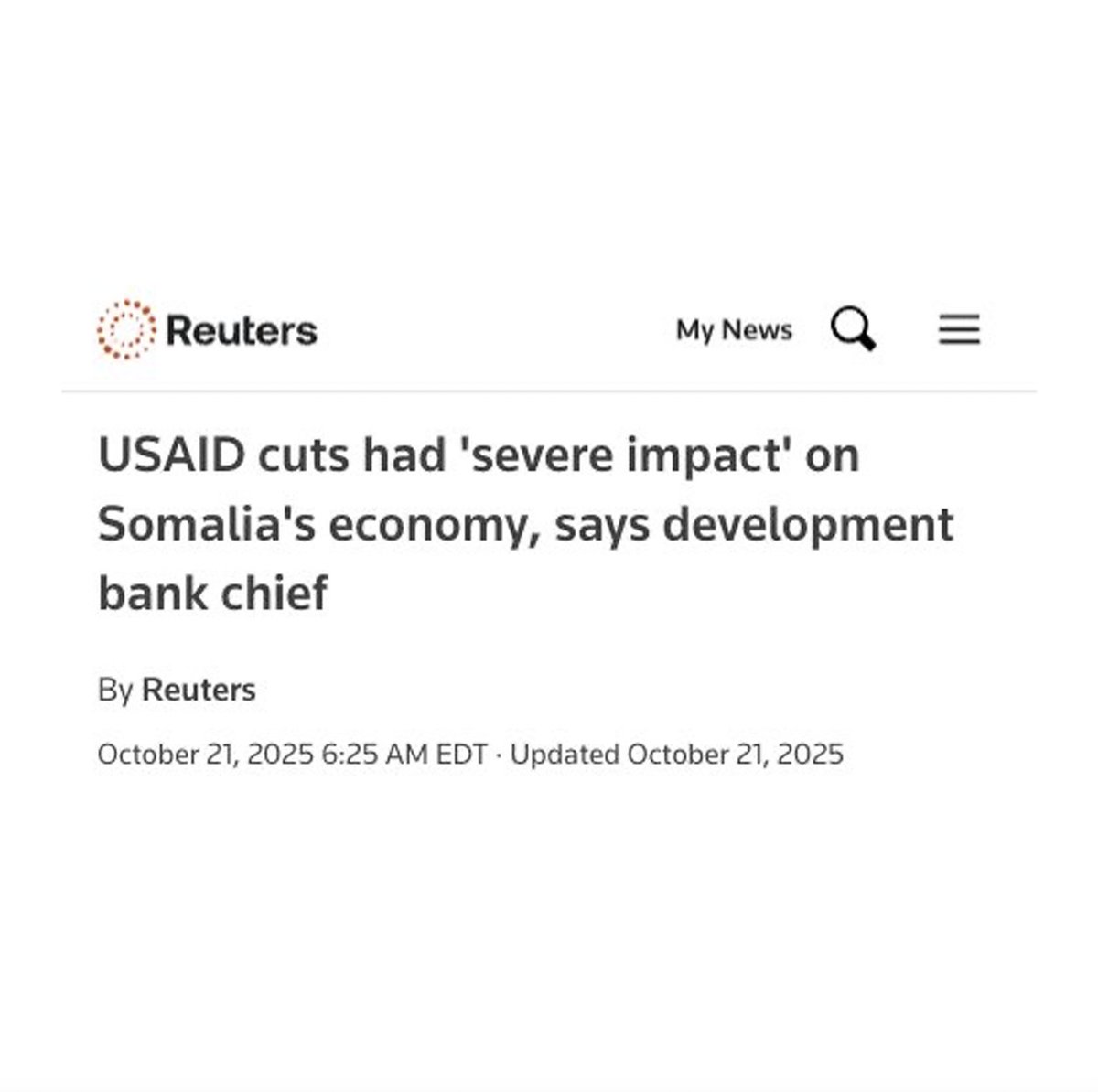 libsoftiktok's tweet image. NEW: Hodan Osman, president of the Somali Development and Reconstruction Bank, says that the cuts to USAID have had a &quot;severe impact&quot; on her country&apos;s economy.