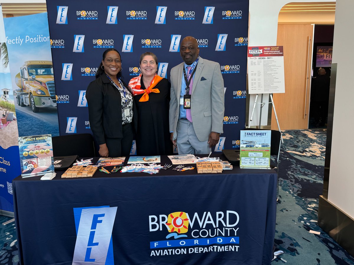 FLLFlyer's tweet photo. Today marks the opening day of @BCOESBD's 10th Annual Florida International Trade and Cultural Expo at @BrowardCountyCC. The Aviation Department is thrilled to be a repeat #FITCE sponsor and exhibitor. Come visit our booth to learn about the latest updates at #FLL and North Perry Airport #HWO. Officials from @BrowardCounty, along with delegates, business leaders, and cultural representatives from 70+ countries, are in attendance to connect and explore global trade and networking opportunities. See you at #FITCE2025!