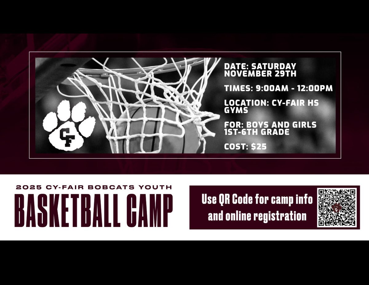 CyFair Men’s Basketball (@cyfairmbb) on Twitter photo To the wonderful families around our community! 
Lock it in!! 🔒 🗓️ 🏀 
Our annual November youth camp is official! #CFISD #YouthCamp To the wonderful families around our community! 
Lock it in!! 🔒 🗓️ 🏀 
Our annual November youth camp is official! #CFISD #YouthCamp