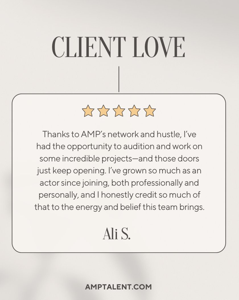 amptalentgroup's tweet image. A little client love this Wednesday morning. Thank you to our client, Ali (actor), for these kind words! 💛✨
.
.
.
.
.
#actorslife #actor #client #testimonial #toronto #amptalentgroup #amptalent #talentagency