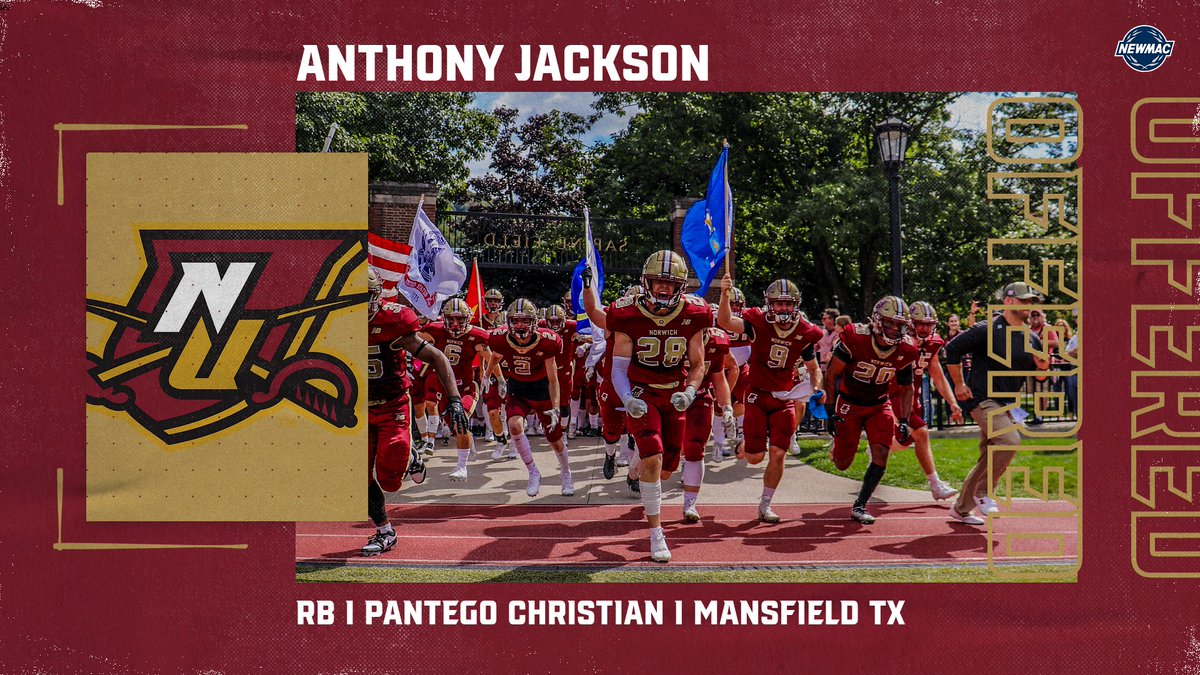 I want to thank <a href="/THEcoachRussell/">Bill Russell</a> and the entire Norwich Football Program for offering me. Truly Blessed!!!! #AGTG 
<a href="/coachj_Iamfree/">Jae Avery</a> <a href="/PCAPANTHERSFB/">Pantego Football</a> <a href="/PantegoPanthers/">Pantego Athletics</a>
<a href="/dgreencruise/">David Green</a> <a href="/TXPrivateFBGuy/">Texas Private School Football</a> <a href="/tapps247/">TAPPS 24/7 Football</a>