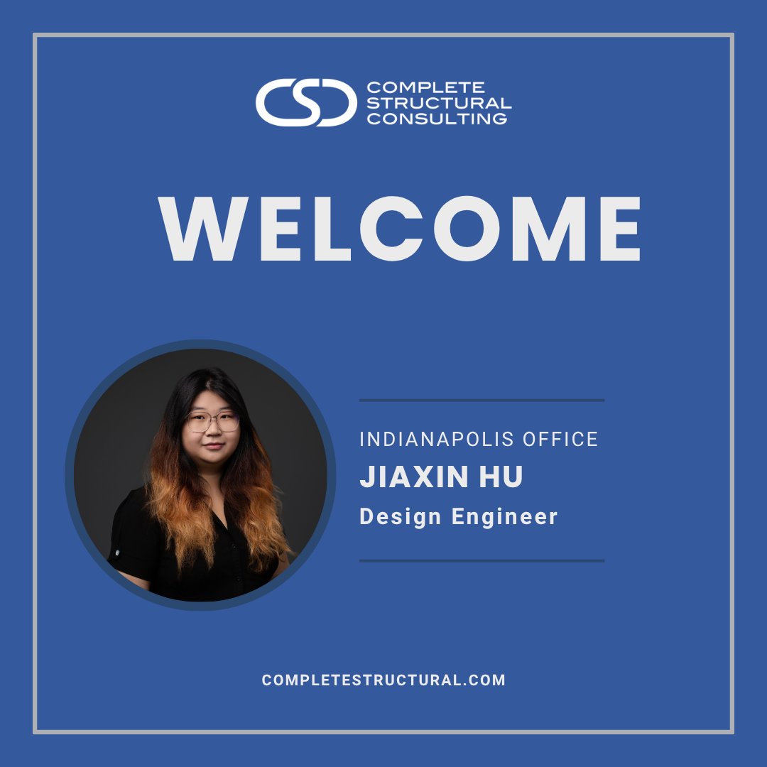CompStructural's tweet image. Join us in welcoming Jiaxin!
Jiaxin is a graduate of Northwestern University where she earned her MS in Civil Engineering in Mechanics, Materials, and Structures. She brings with her expertise in computational mechanics, finite element analysis, and structural analysis.