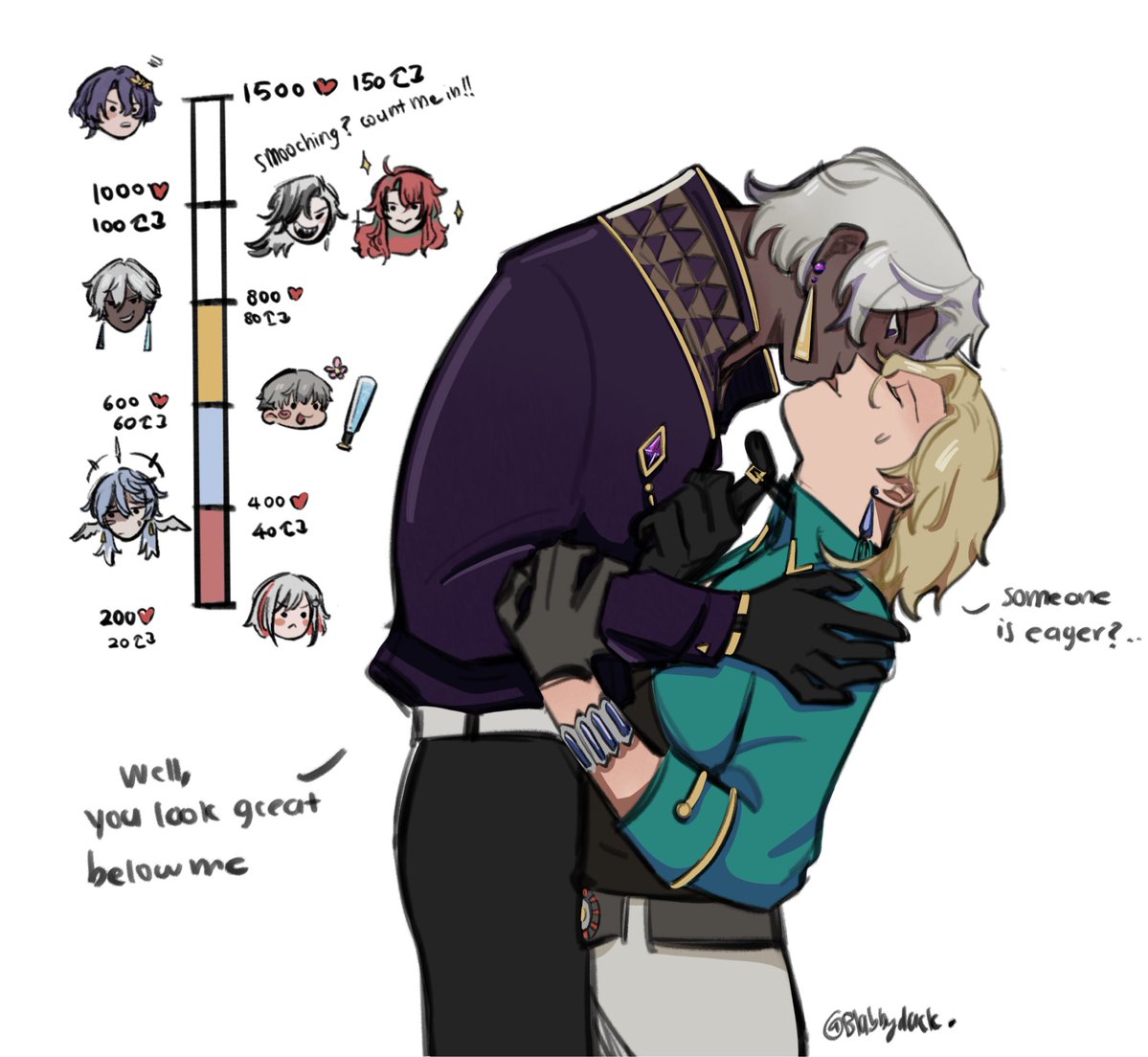BlabbyDuck's tweet image. Sugilite x Aventurine? Toxic romance???

#sugirine #hsr