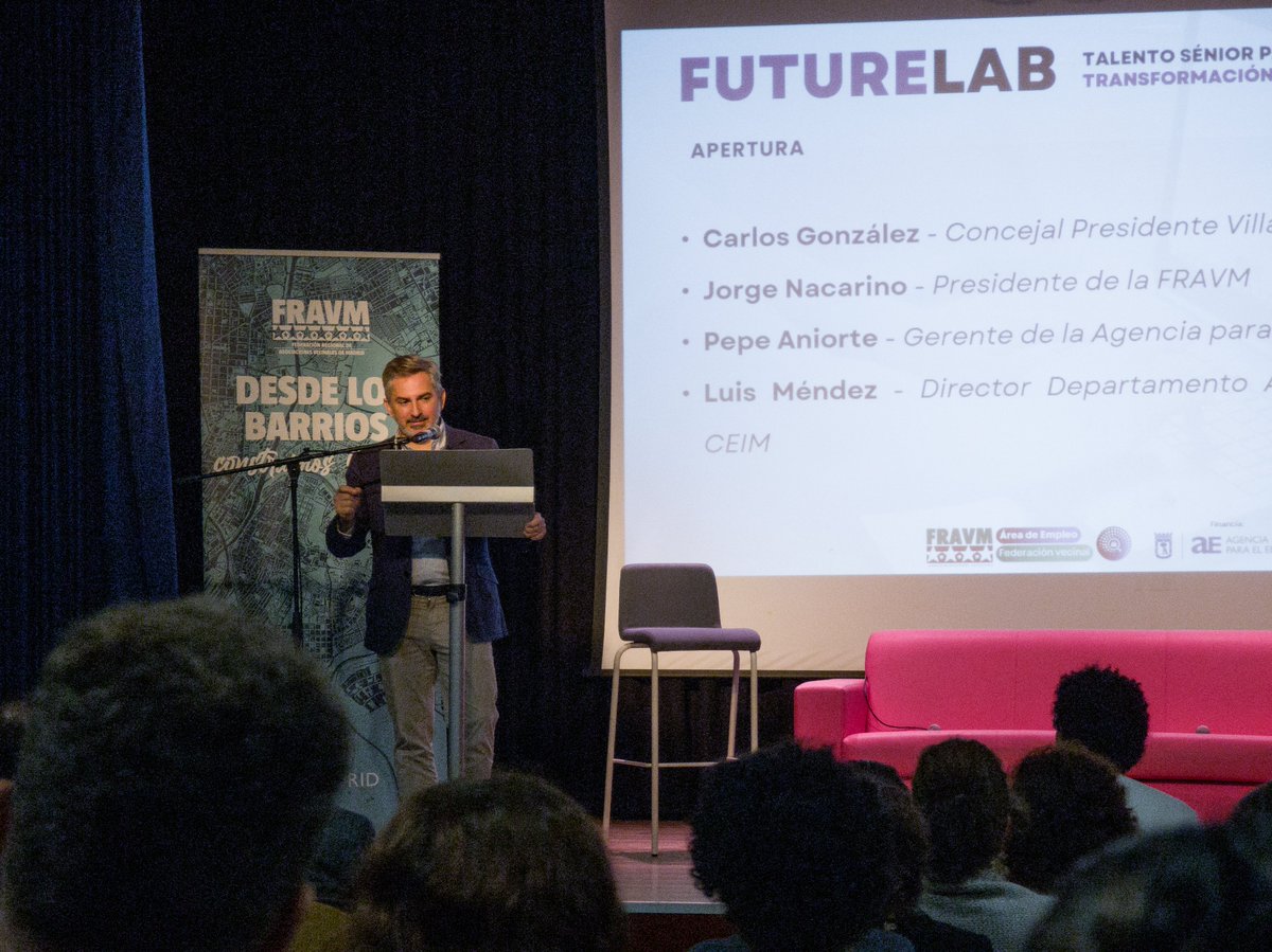 FRAVM's tweet image. Hoy el Área de @EmpleoFRAVM ha celebrado la segunda edición del #FutureLab en el CJ El Sitio de Mi Recreo, un encuentro enfocado en la inserción laboral de personas de +45 años.

El #TalentoSenior aporta un gran valor a las empresas. 💼Confía en tu experiencia, #EstásJustoATiempo