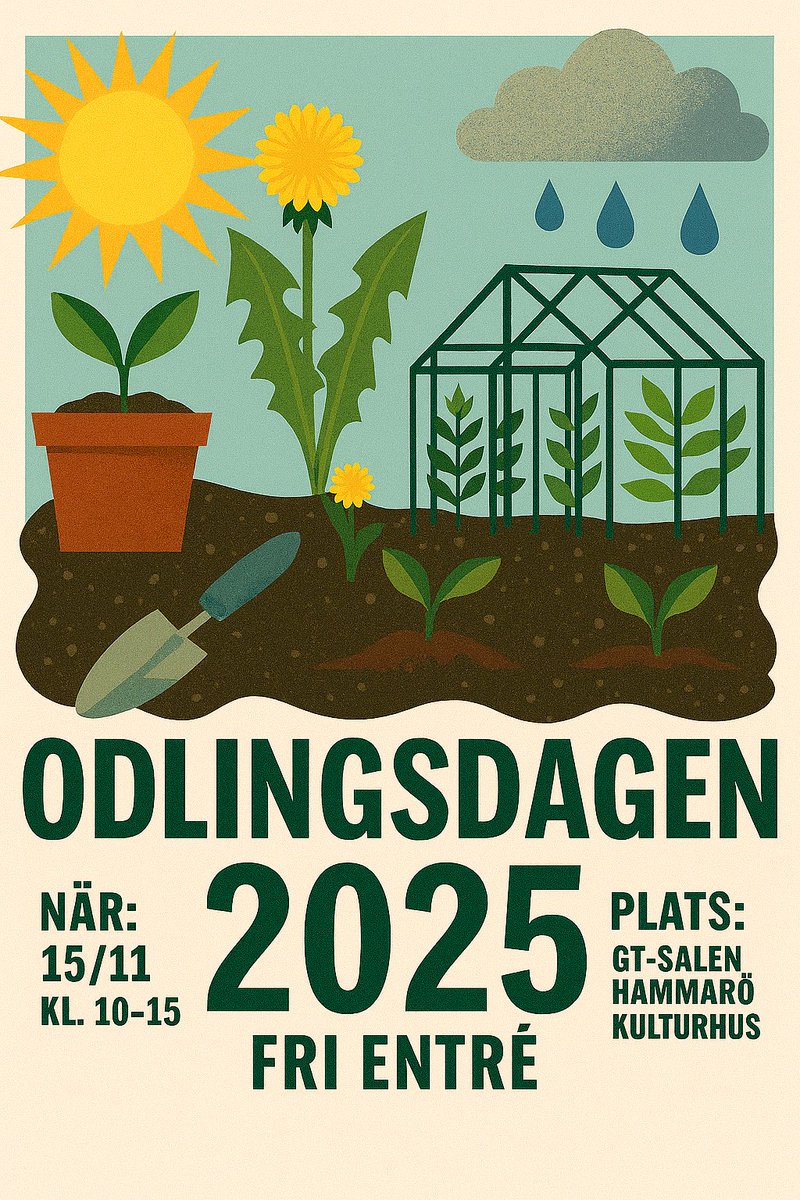 Vi arrangerar Odlingsdagen 2025!
En dag fylld av inspiration och praktiska tips om olika aspekter på egen- och gemensam odling .
Det blir föreläsningar, paneldiskussioner, kaffe och lunch ingår!
Kostnad: Fri entré. Ingen platsbokning, vi släpper in tills GT-salen är full