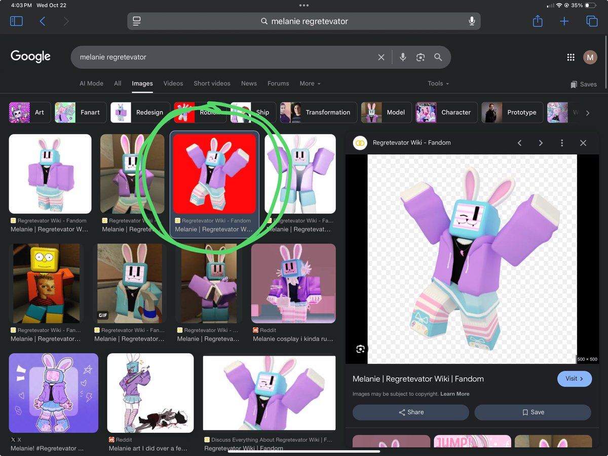 mothbvckett's tweet image. Why is Melanie render on Google's background red? Is she in super hell? Did Folly get her? We need to save her..