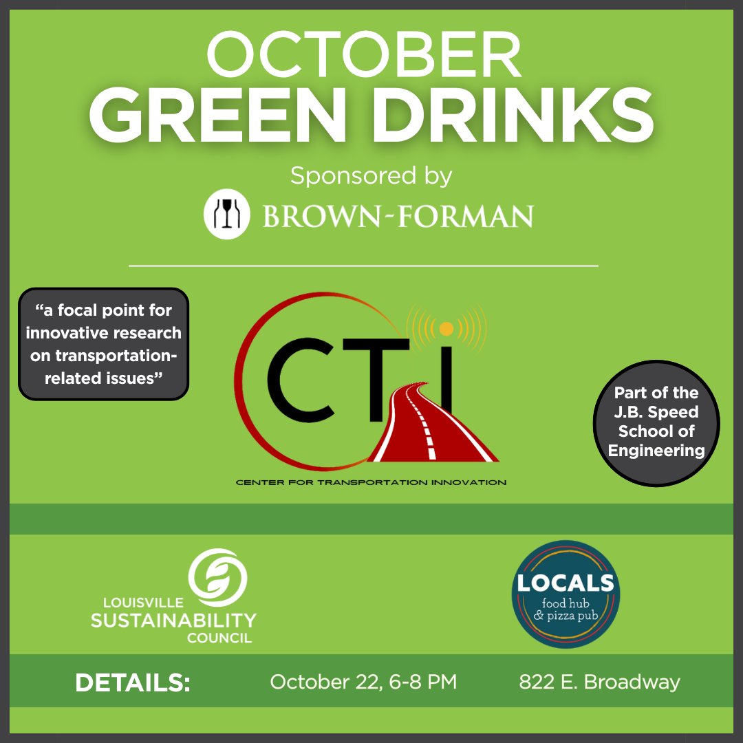 EngageLSC's tweet photo. Reminder, Green Drinks is TONIGHT! 6-8 pm at Locals Louisville. See you there! https://t.co/yXwjKRMs2W