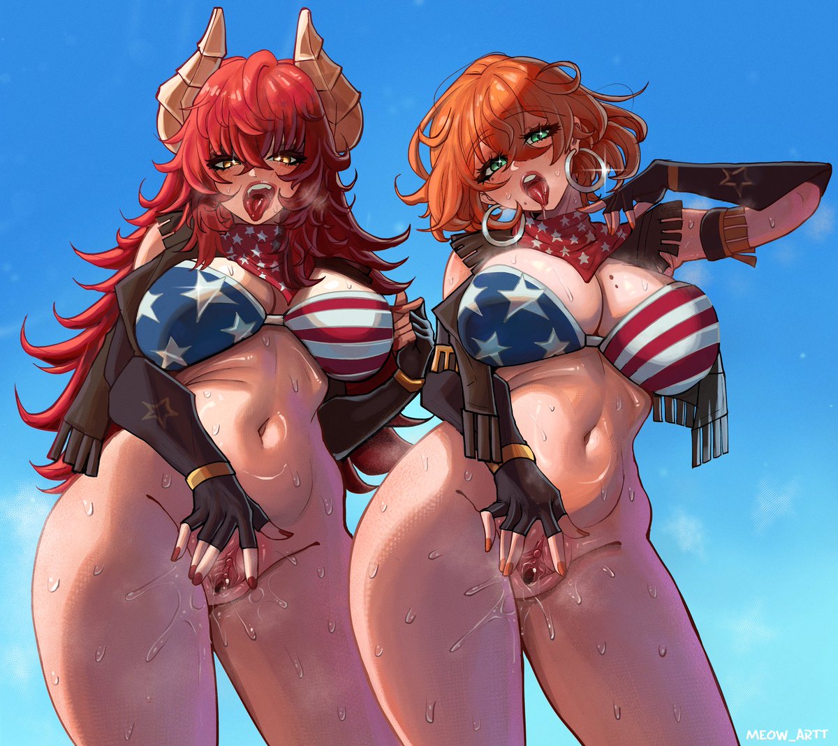 Just some girl boss 
(Zentreya and my oc April) #ZentreNSFW <a href="/MEOW_ARTT/">MEOWART ♡✦</a>