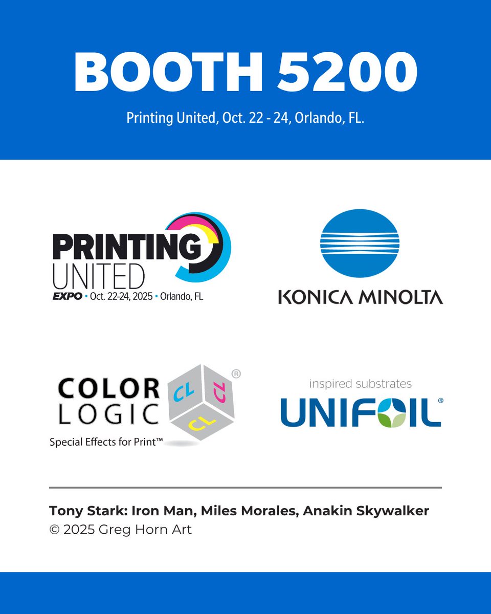 KonicaMinoltaUS's tweet image. 𝗖𝗼𝗺𝗶𝗰 𝗕𝗼𝗼𝗸 𝗟𝗲𝗴𝗲𝗻𝗱𝘀 𝗔𝘀𝘀𝗲𝗺𝗯𝗹𝗲 𝗮𝘁 𝗕𝗼𝗼𝘁𝗵 𝟱𝟮𝟬𝟬! 🦸‍♂️ 💫 

A new alliance has formed: Konica Minolta, @ColorLogicInc, @UnifoilCorp, and @GregHorn have joined forces to unleash a multiverse of metallic mayhem at @PRINTINGUnited Expo 2025.

⚡️ Witness…