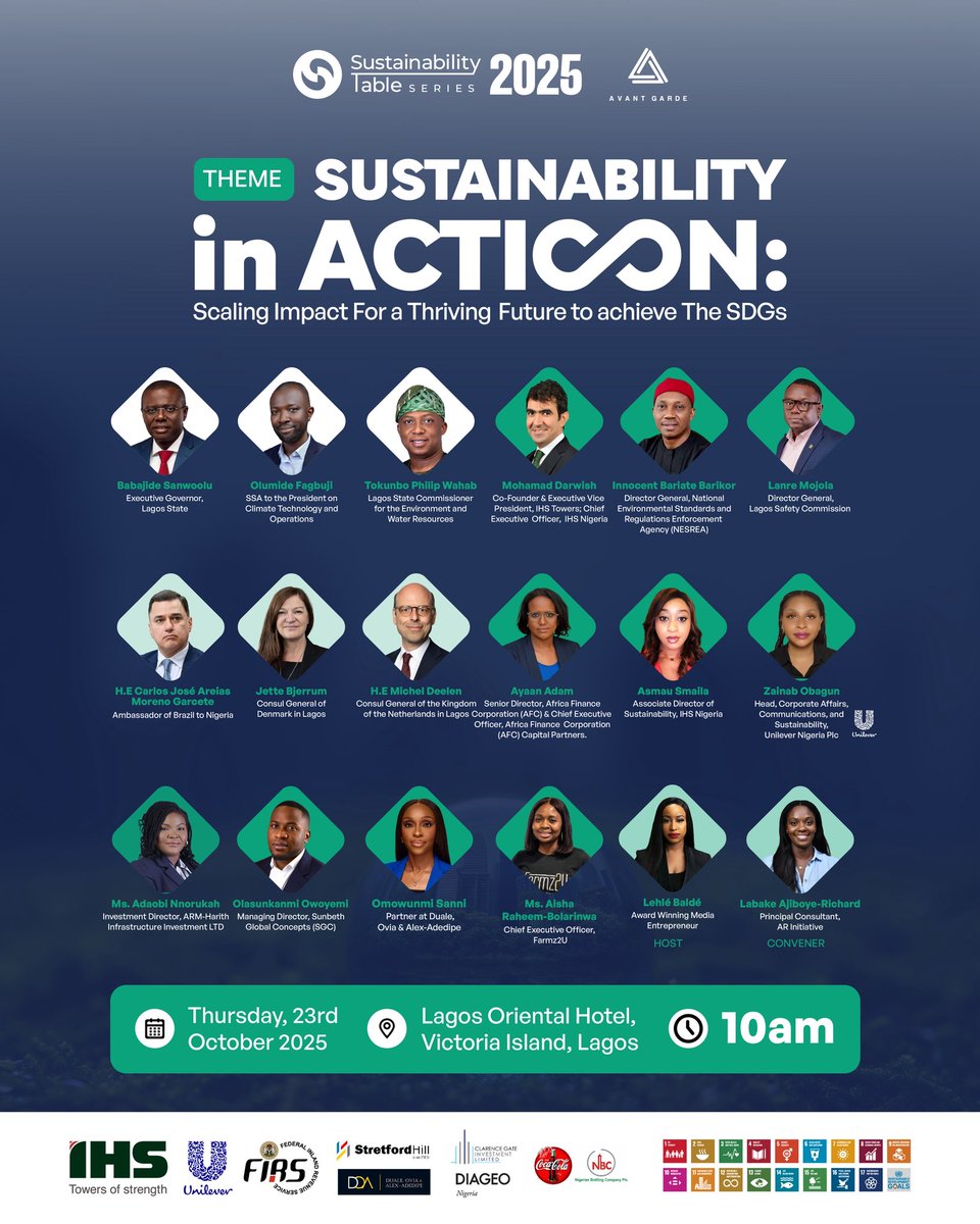 All is set for the 9th edition of the Sustainability Table Discourse 2025! Be part of #STSeries2025 where dynamic group of leaders and thought experts come together to spark meaningful conversation.

Click here to register and participate👇
bit.ly/4gmZCYf