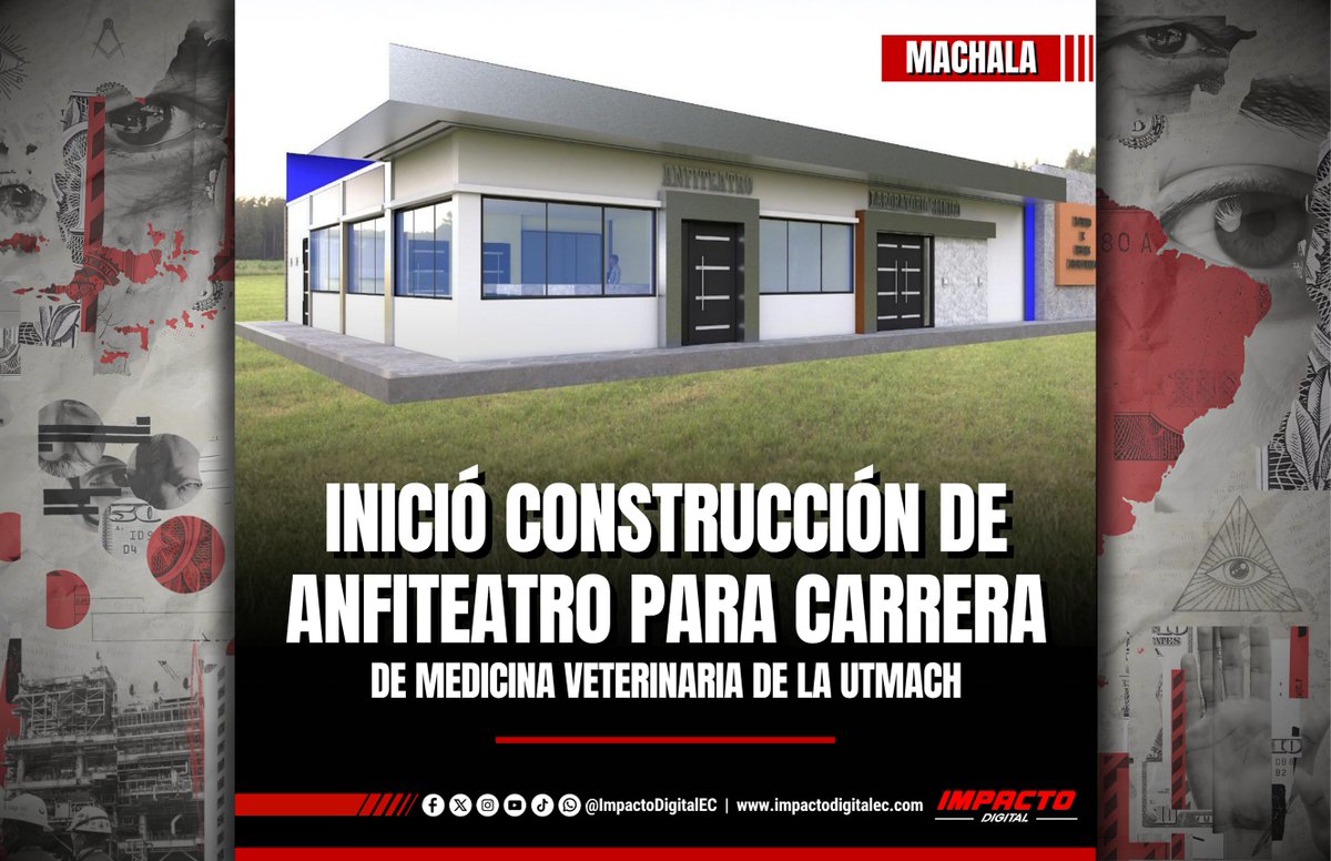 ImpactoDigitalX's tweet photo. La Universidad Técnica de Machala inició con la construcción del anfiteatro veterinario que fortalecerá la formación práctica de la carrera de Medicina Veterinaria en la Facultad de Ciencias Agropecuarias.

Leer más ▶ https://t.co/GqZOOcisgT 📲 https://t.co/PwizRjzqw8