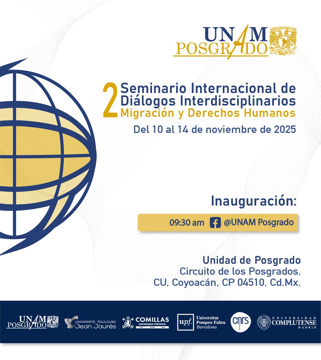 👉Tienes una cita del 10 al 14 de noviembre en el 2º Seminario Internacional de Diálogos Interdisciplinarios: Migración y Derechos Humanos.
Abierto a público en general. En breve te compartiremos el programa general. ¡Sigue pendiente!