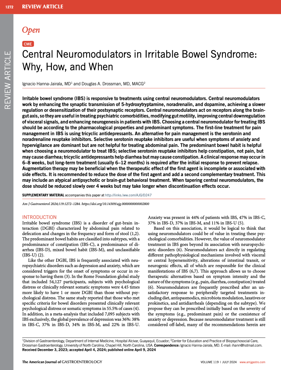 JoseAyonM's tweet photo. 📑Central Neuromodulators in Irritable Bowel Syndrome: Why, How, and When.

 https://t.co/fYX9V5tq8R https://t.co/1ipKc5yuDS