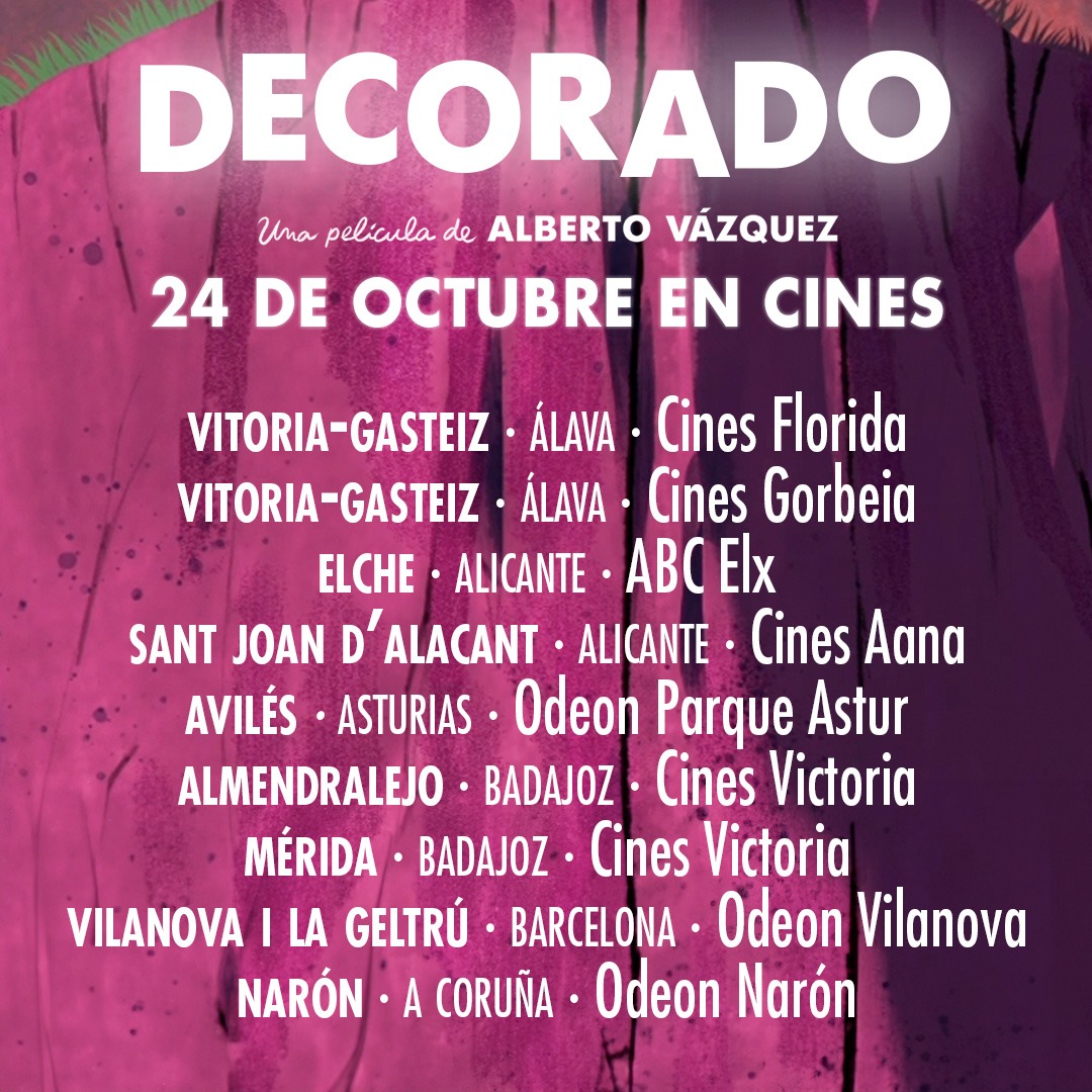 unikoec's tweet image. ⭐ ¡Anunciamos los cines donde podréis ver DECORADO en su primera semana! ⭐
Nos emociona compartir el estreno en salas de la nueva película de Alberto Vázquez, tras Unicorn Wars y Psiconautas.
🎬 Próximamente más cines y festivales por toda España.