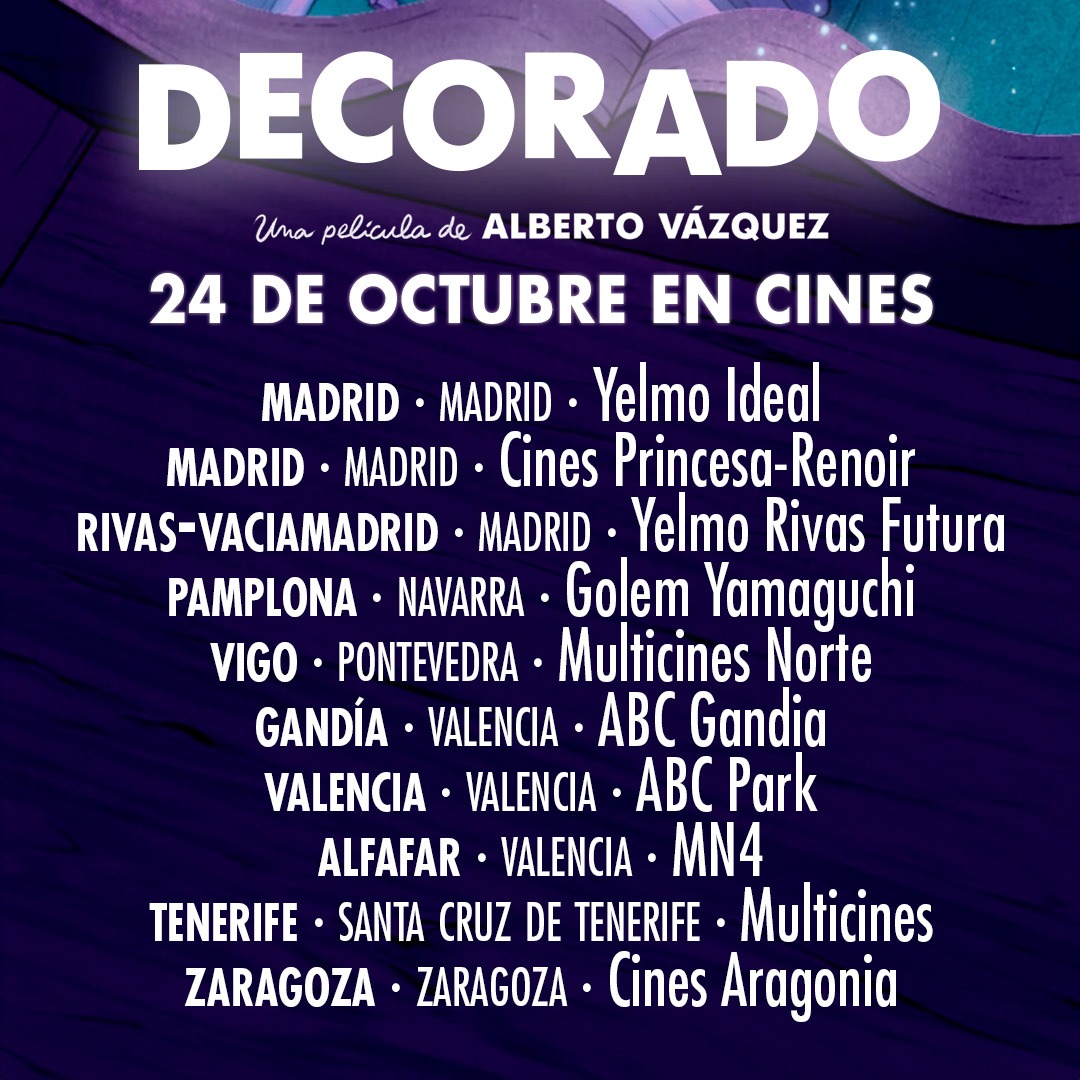 unikoec's tweet image. ⭐ ¡Anunciamos los cines donde podréis ver DECORADO en su primera semana! ⭐
Nos emociona compartir el estreno en salas de la nueva película de Alberto Vázquez, tras Unicorn Wars y Psiconautas.
🎬 Próximamente más cines y festivales por toda España.