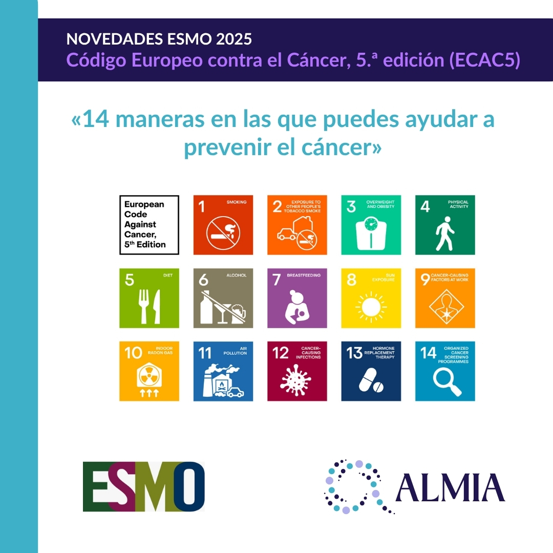 🇪🇺 En #ESMO25 se ha presentado el Código Europeo contra el Cáncer 5ª edición (ECAC5)
✔️ 14 recomendaciones sobre factores conductuales personales, ambientales e intervenciones médicas , para la 𝗽𝗿𝗲𝘃𝗲𝗻𝗰𝗶ó𝗻 𝗱𝗲𝗹 𝗰á𝗻𝗰𝗲𝗿 

cancermetastasico.es/presentacion-c…