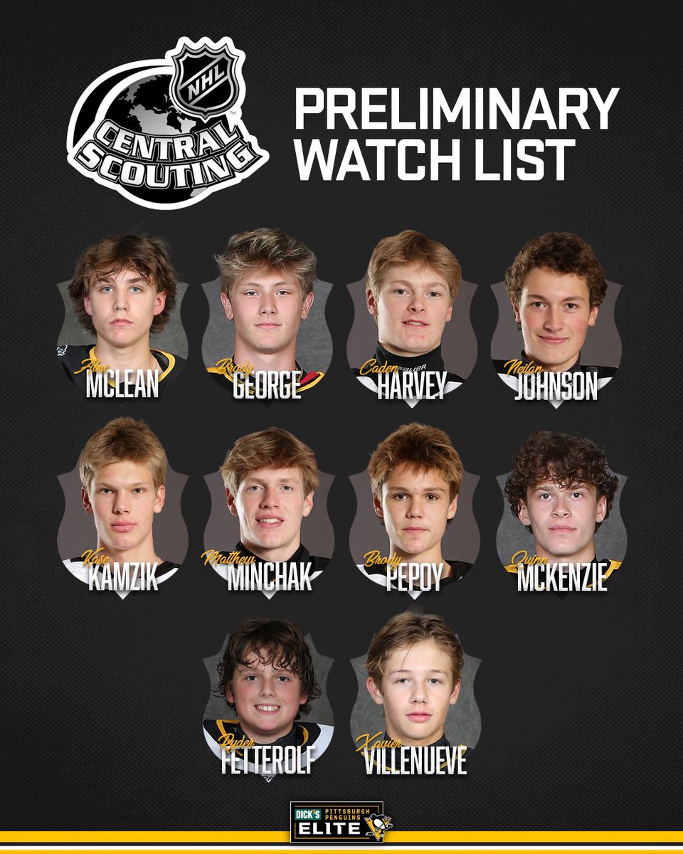 🔟 former #PensElite listed on the <a href="/NHLCentralScout/">NHL Central Scouting</a> 25-26 preliminary players to watch list!

Keep up the great work!