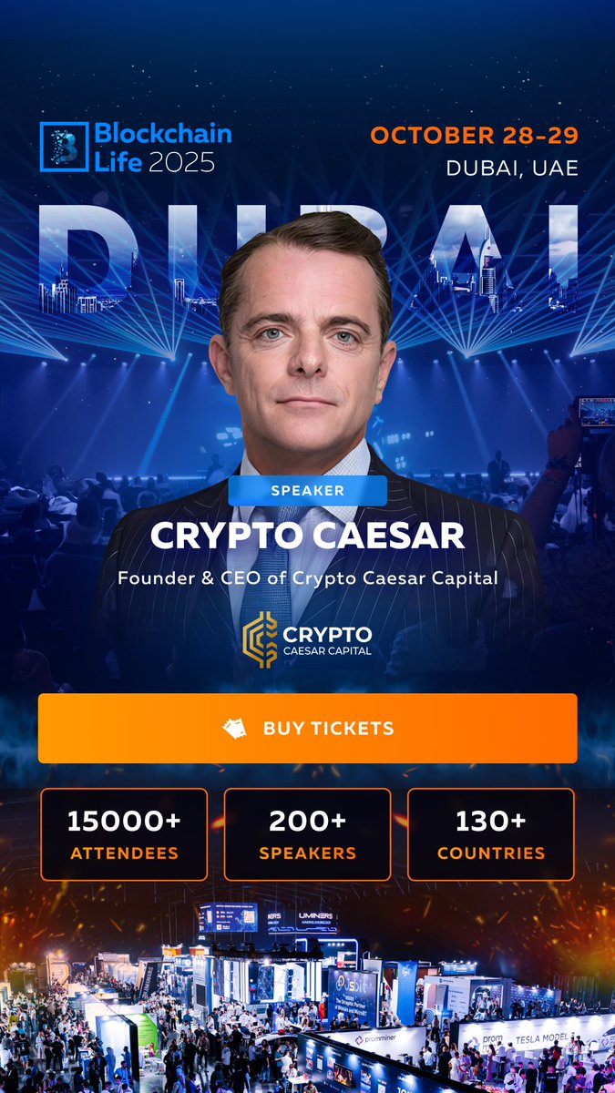 crypto_caesar1's tweet photo. Super excited to be speaking @BlLife_Forum in Dubai from 28-29 October 📈

Use my PROMO code CAESAR to get 10% off your ticket. See you all there 🫡 https://t.co/B3azpl2HPP