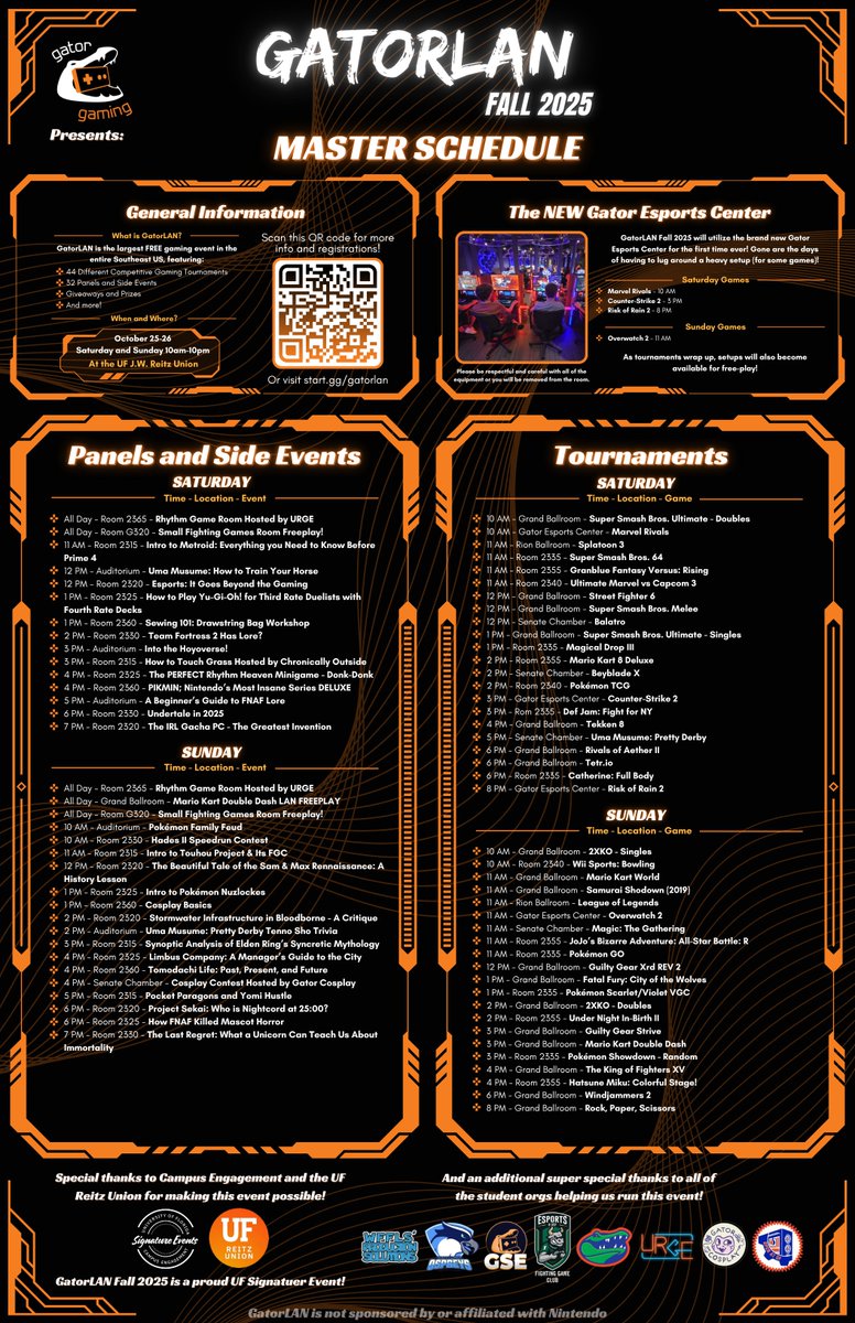 GatorLAN Master Schedule Update!

This version now has everything on it!