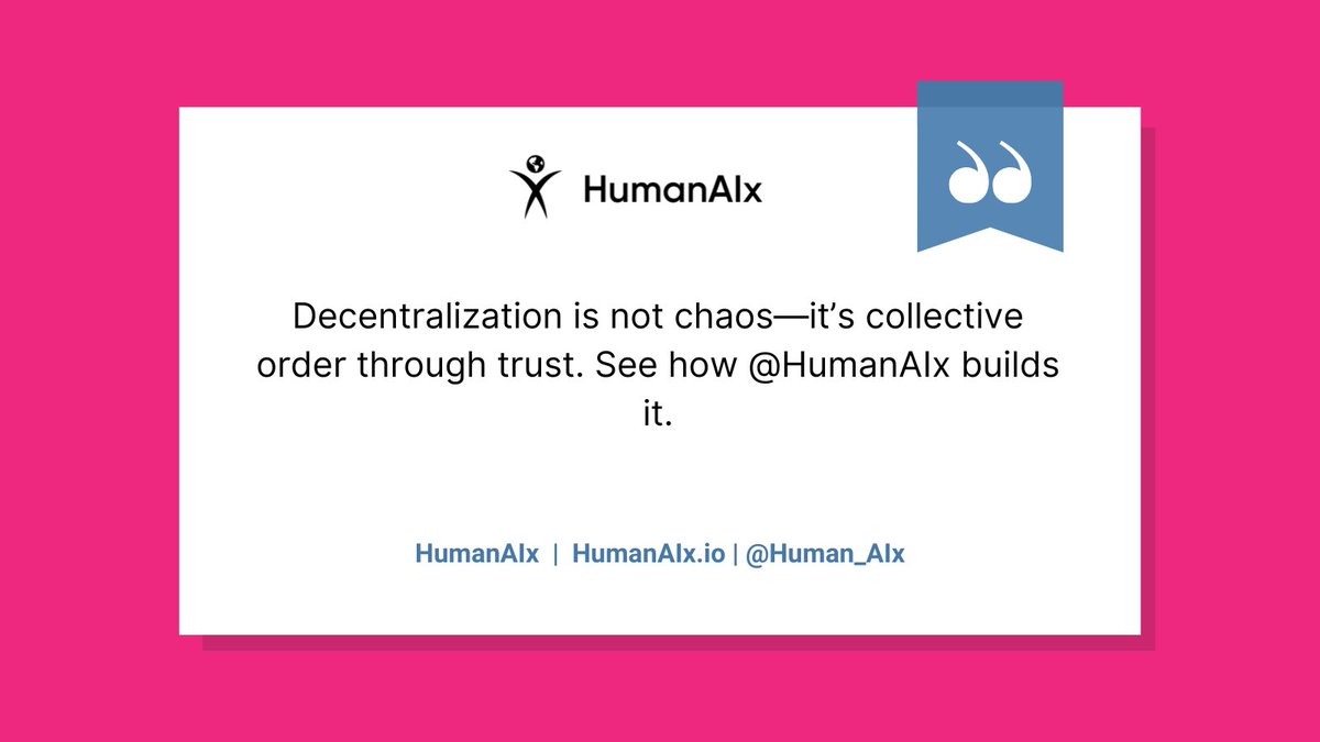 Human_AIx's tweet image. Decentralization is not chaos—it’s collective order through trust. See how @Human_AIx builds it.
#cryptotwitter #decentralizedAI #deAI #web3 #community #humanfirst