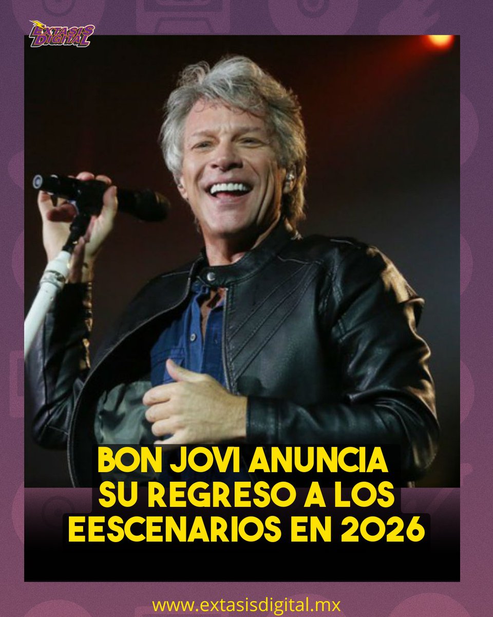 Extasis_Mexico's tweet image. 🎸 Bon Jovi vuelve a los escenarios en 2026 tras la recuperación vocal de Jon Bon Jovi.

La gira arranca el 7 de julio en el Madison Square Garden, con fechas confirmadas en Edimburgo, Dublín y Londres.