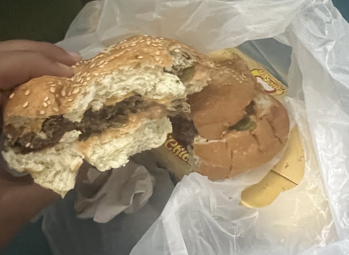 Beef burger!! I can't believe I eat these foods after 8 months 🥹