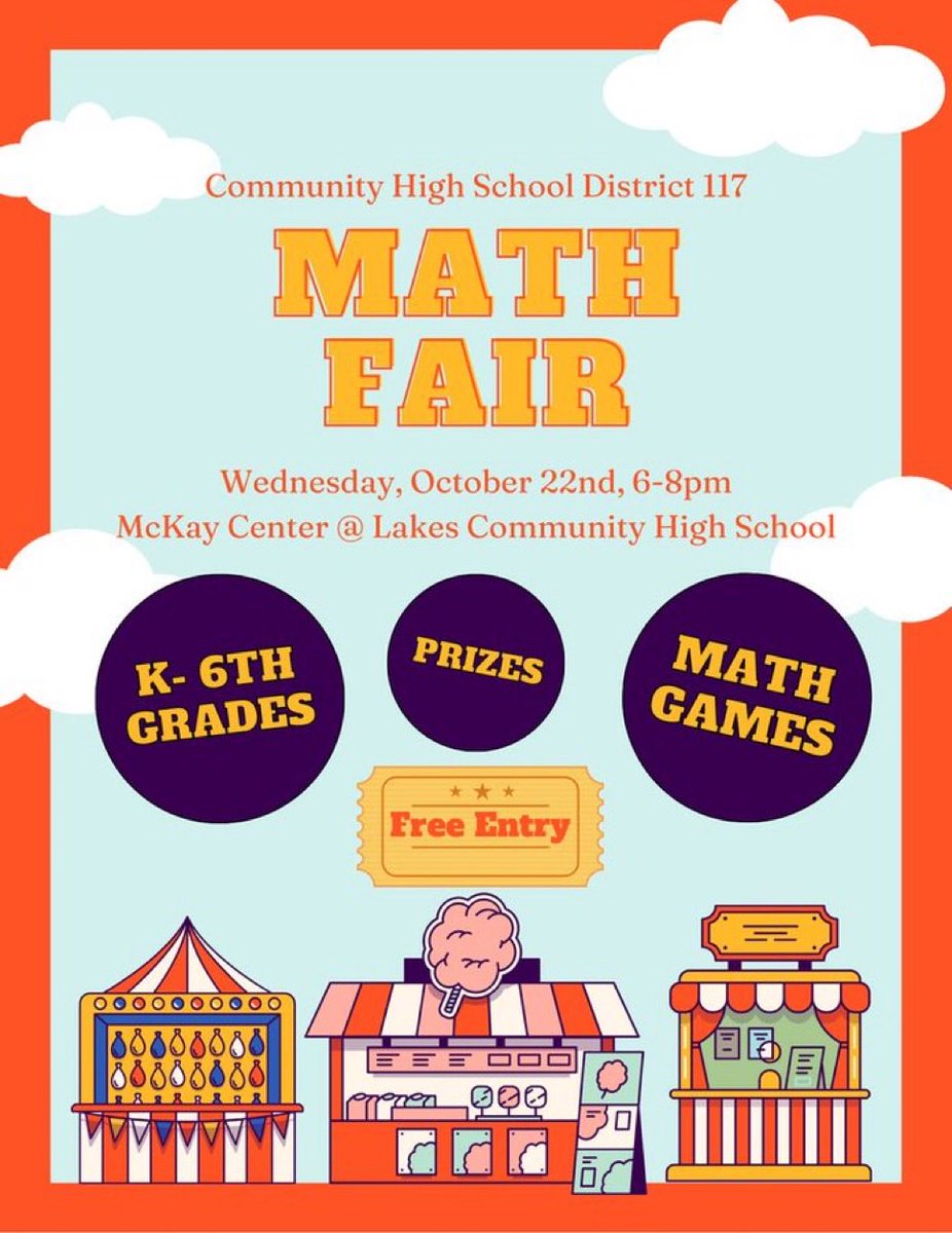 Math Fair TONIGHT in the McKay Center Field House 
6-8PM
For grades K-6
