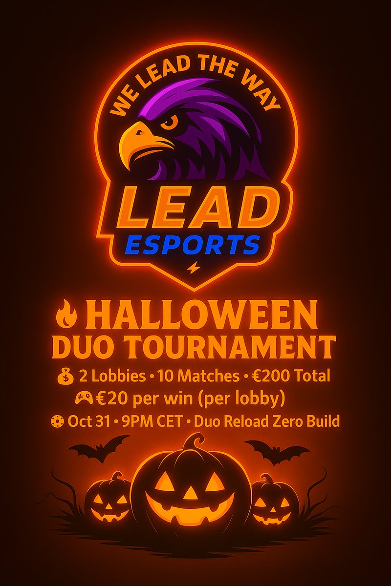 LEADESPORTS's tweet image. 🎃 ANOTHER LOBBY 🎃
🔥2 Lobbies · 10 Matches · €200 Total
💰€20 per win (per lobby)
🎮Oct 31 • 9PM CET • Duo Reload Zero Build
Join our discord to sign up: 
discord.gg/leadesports
#Fortnite #fortnitecomp #leadesports