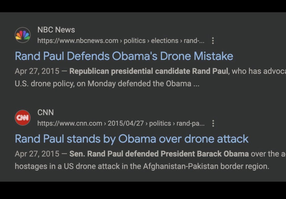 <a href="/SenRandPaul/">Senator Rand Paul</a> But you had no problem with Obama killing Americans with drones. You can to straight to hell